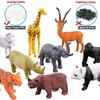 54 Pcs Mini Jungle Animal Toys Set  Realistic Wild Plastic Animals Learning Toys Elephant Gazelle Giraffe Gnu Gorilla Lion Tiger