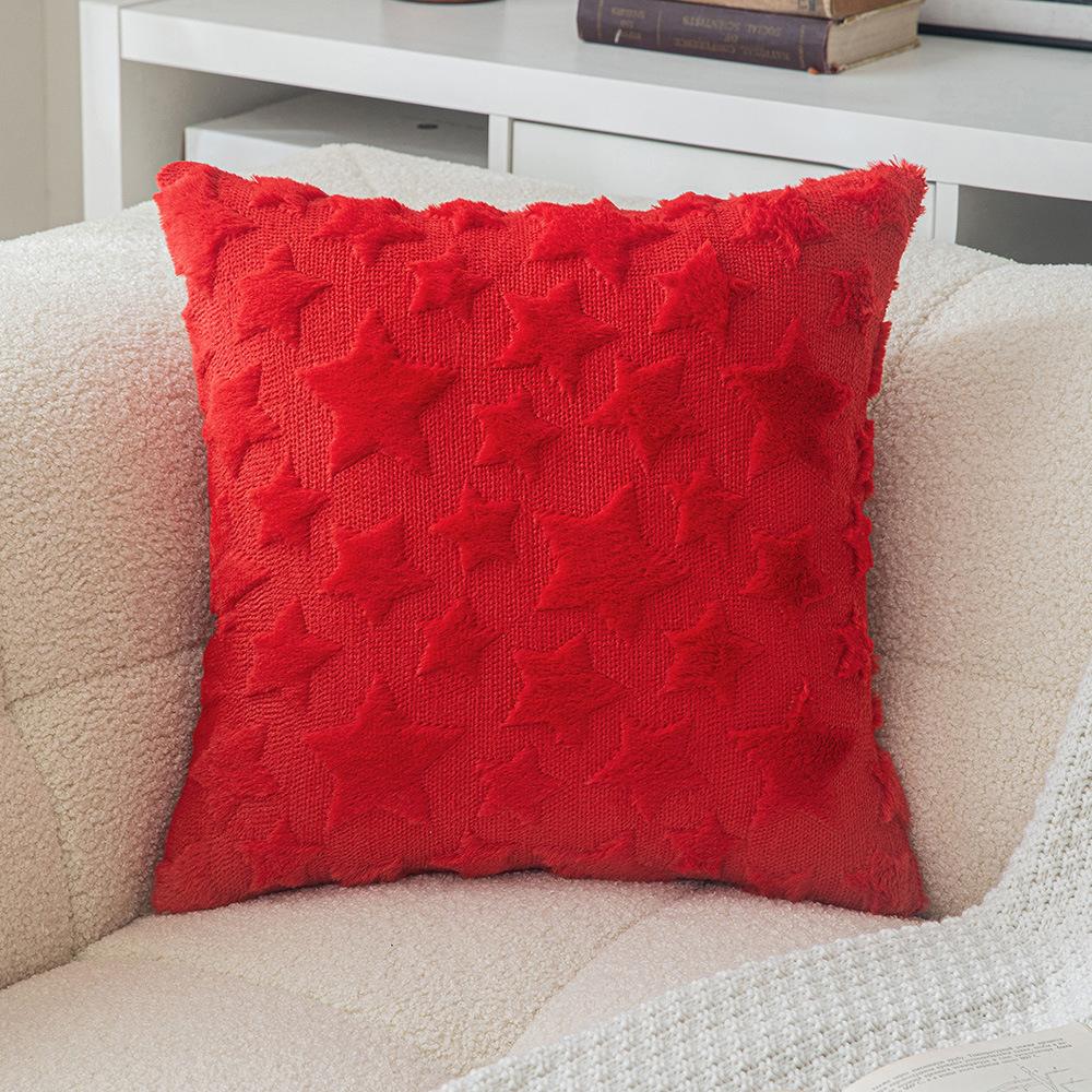 Рождественская звезда Вышитая меховая наволочка Домашняя гостиная Диванная подушка Чехол Праздничная вечеринка Удобство Декоративная наволочка