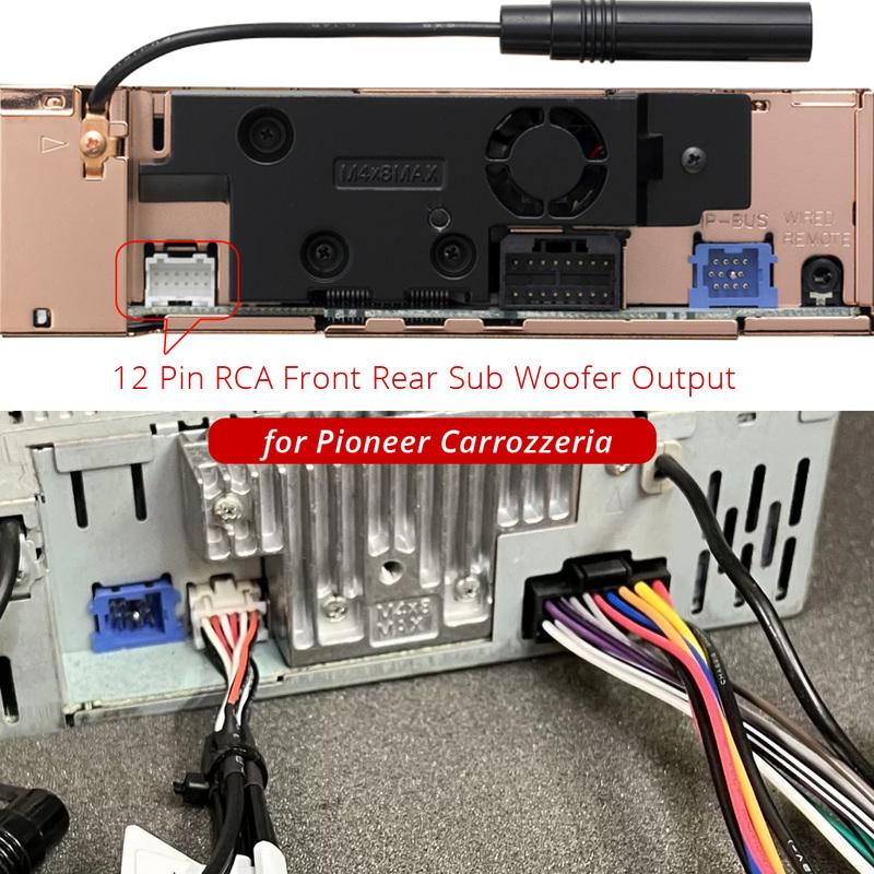 Car Radio Audio Stereo Front Rear Subwoofer Output 12 Pin RCA Cable Adapter For Pioneer Carrozzeria DEH-P910 P930 P940 FH-P099MD