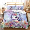 Rainbow Unicorn Three-Piece Digital Printing Kit Quilt Cover Bedding