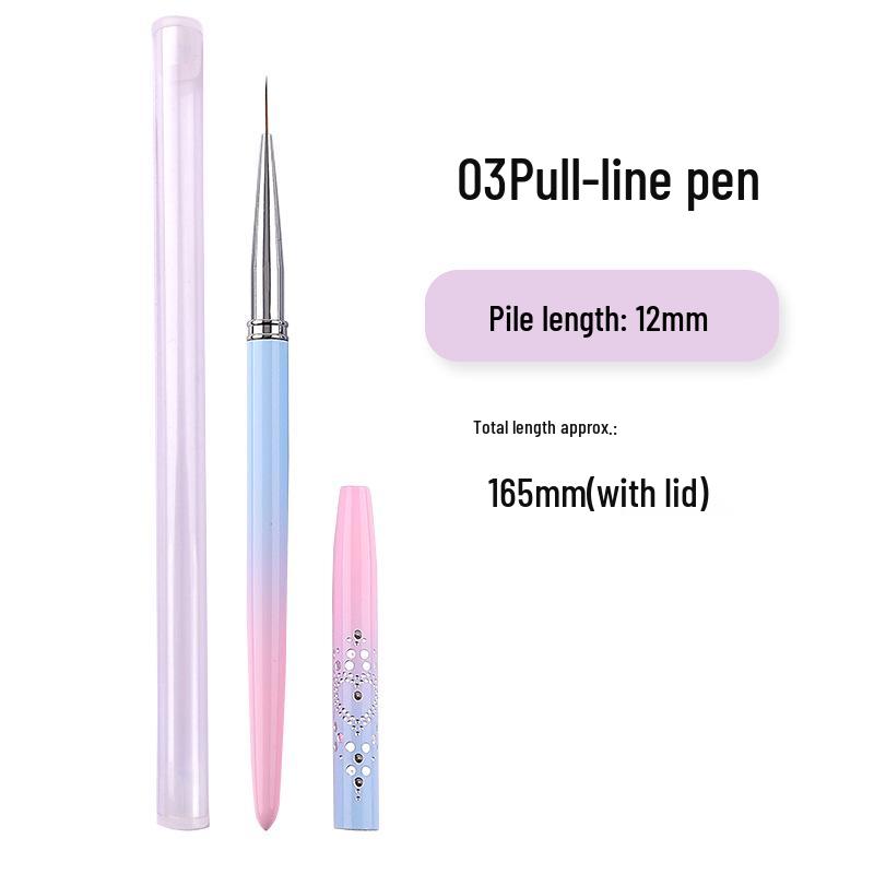 15-Piece Nail Art Pen Set: Line, Ombre, Carving, Painting, and Gel Brushes.