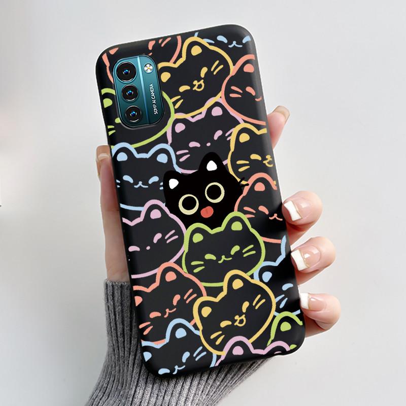 Чехол для Nokia G21 G11 Plus Милый Мультяшный Кролик с Сердечком Черный Мягкий Чехол из ТПУ Силикона Для NokiaG21 G 11 G11Plus Бампер Чехол для Телефона