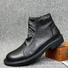 Мужские высокие кожаные ботинки челси с шерстяной подкладкой
