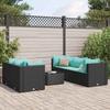 VidaXL Garden Lounge Set 6 Pcs with Cushions Black Wicker, Outdoor Sofa Set, Garden Corner Sofa, 3308020