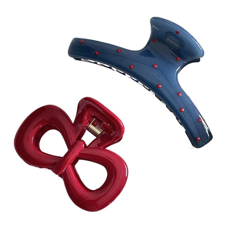 Retro Hairpin Grips Blue Polka Shark Clip Fashion Hair Clip Hair Accessories