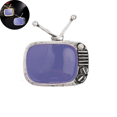 Брошь-булавки Эмаль FUNMOR Винтажный значок Ювелирные броши Серая форма Сплав Сувенир Вечеринка Ностальгический телевизор Женщины Мужчины Кабельное телевидение