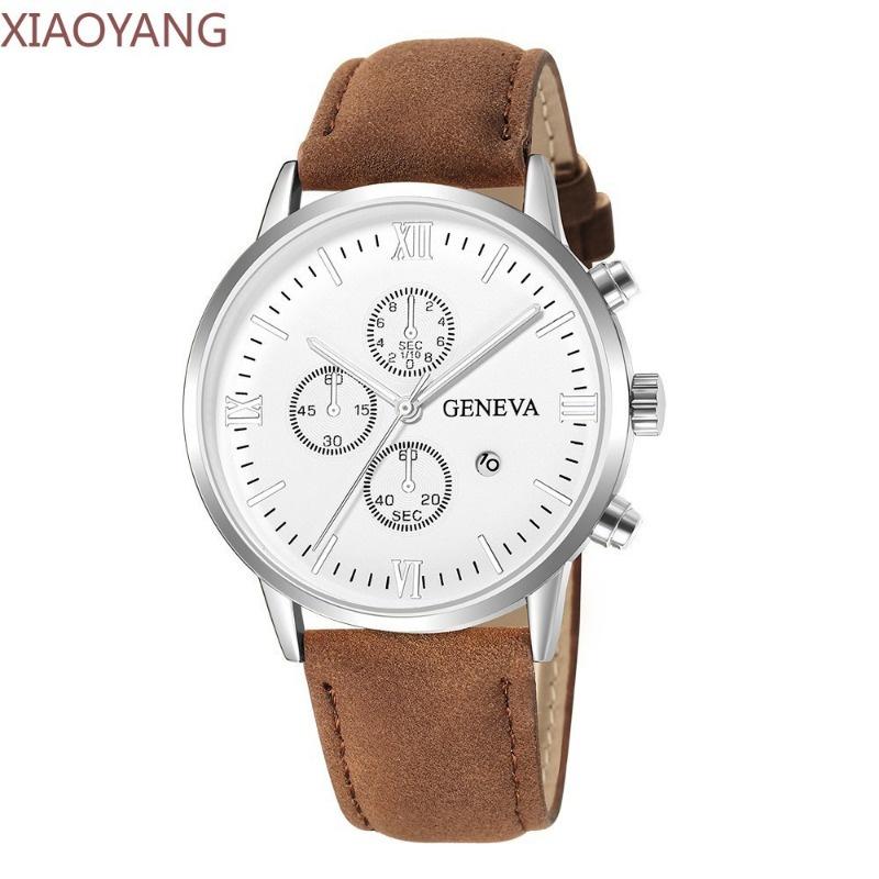 Novo Relógio casual Masculino De Quartzo Com Pulseira De Couro Mostrador