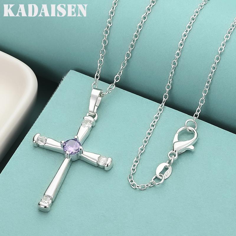 925 Sterling Silver Cross Pendant Diamond Necklace for Women Holiday Gifts Luxury Designer Party Wedding Crystals Jewelry