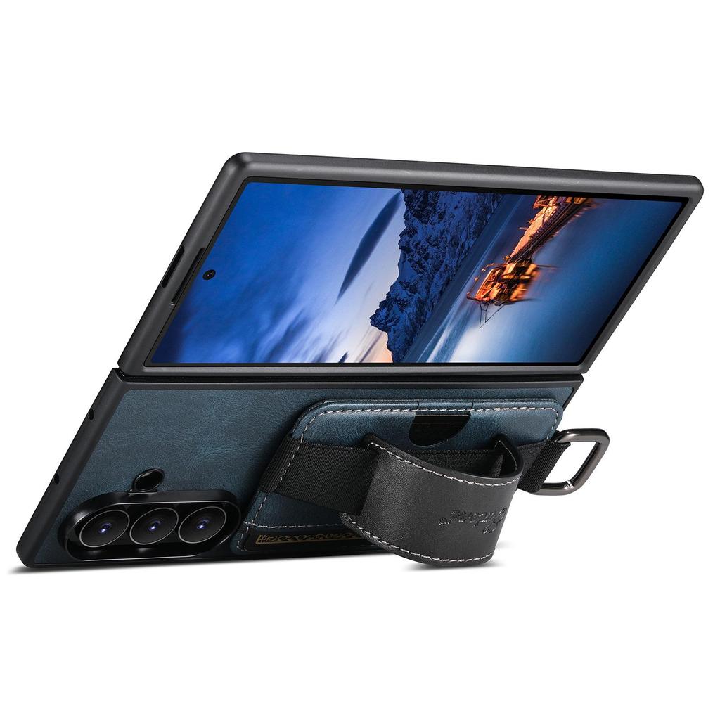 SUTENI Leather Case for Samsung Z Fold 7/6/5: Oil Wax Texture with Wrist Strap, Card Slot & Stand Feature