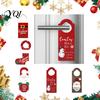 Wooden Hanging Christmas Sign Door Hanger, Santa Claus Snowman Stocking Patterns Ornament Knob for Home Party, Festive Holiday Decorations Entrance