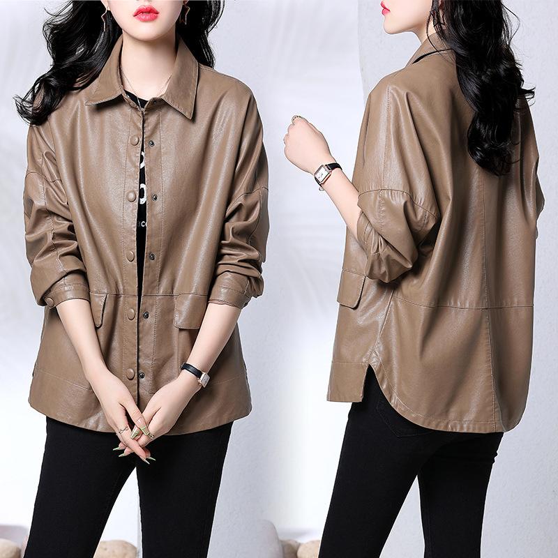 Versatile Leather Jacket Women's Short Sheepskin Jacket Blazer Motorcycle Casual Spring New Style