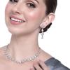 Designer Necklace Set Rhodium Plated CZ Crystal Mint Pink Crystals For Women
