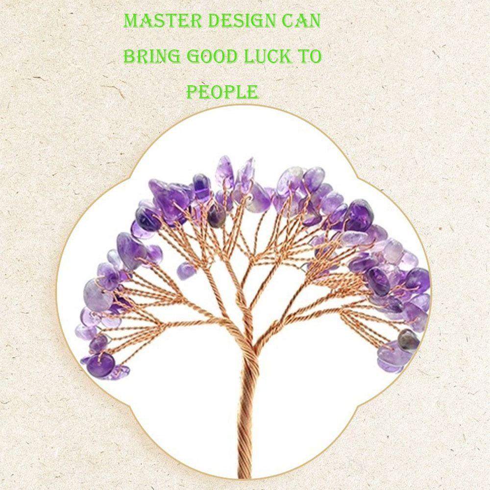 Медная проволока натуральное хрустальное дерево с чашкой основание каменное украшение дерево здоровье удача дерево фигурка Главная