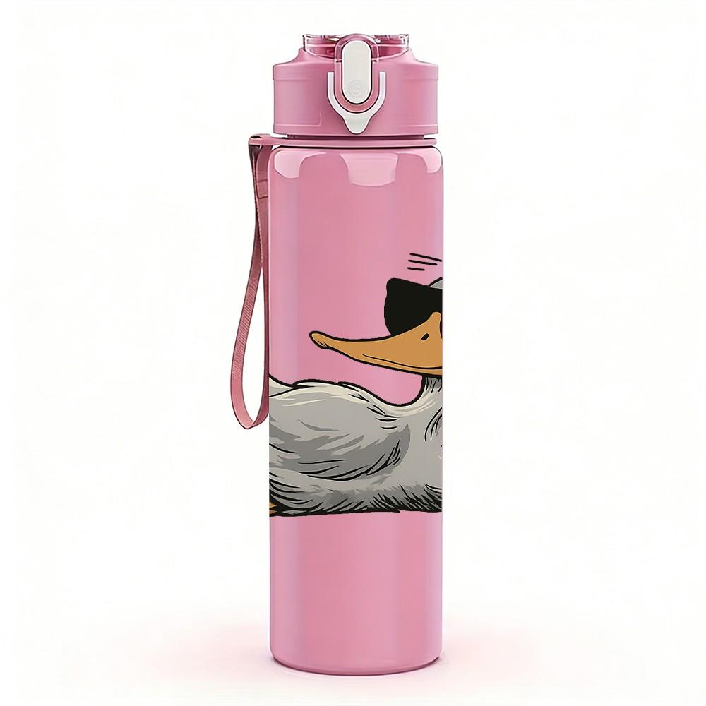 1PC Floating Lazy Duck 750ml Color Plastic Sports Water Bottle Leakproof Flip Straw Lid Suitable for Sports Office Home Use