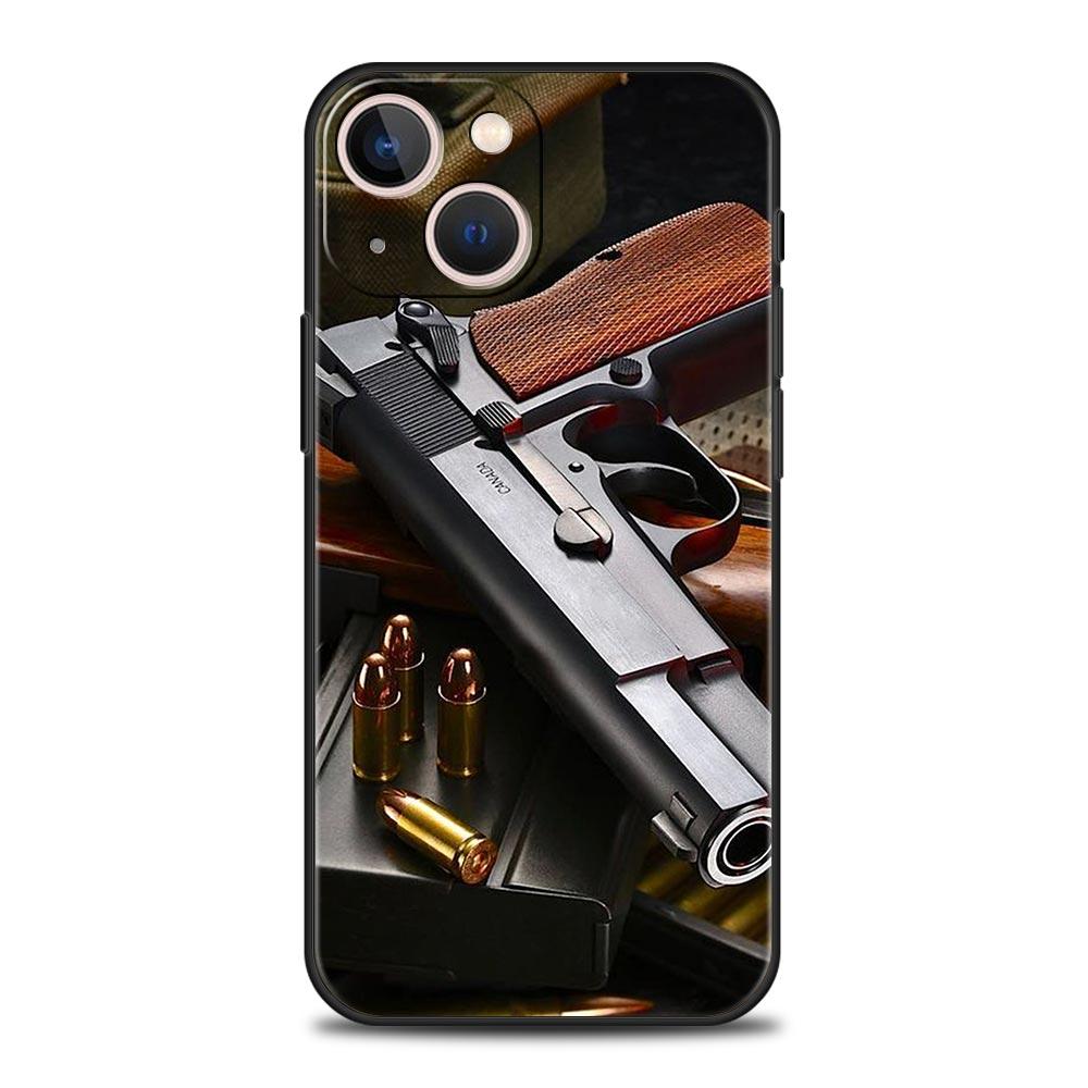 Чехол для телефона AK47 Пистолет Пули Для Apple iPhone 11 15 14 Pro MAX 12 13 7 8 Plus X XR XS MAX SE Силиконовый Черный Чехол Funda