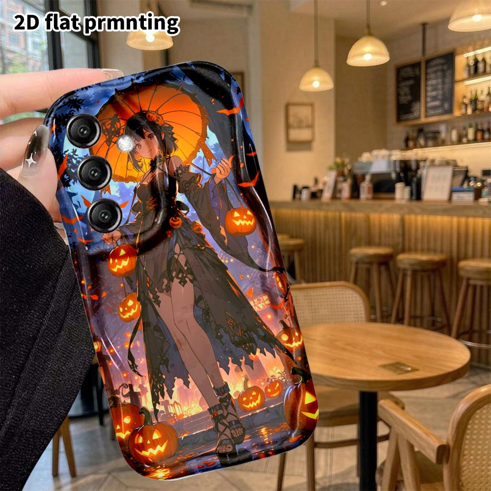 Phone Case: 2D Flat Samsung Galaxy A34 A35 M05 M06 S20 S22 S21 FE Plus 5G Protective Case, Anime Girl, Christmas and Halloween Gift