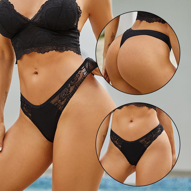4PCS/Set Sexy V-Waist Women Cotton G-string S-XL Lace Lingerie Panties Thongs Femme Underwear Girls Underpant Intimates