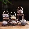 Japanese Style Rust Glazed Teapot Creative Ceramic Kung Fu Tea Set Office Portable Small Teapot Retro Tea Ceremony Accessories