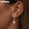 WOSTU Original 925 Sterling Silver Heart Hoop Earrings Luxury Jewelry Earrings 10mm For Women Fine Jewelry Party Daily Gift