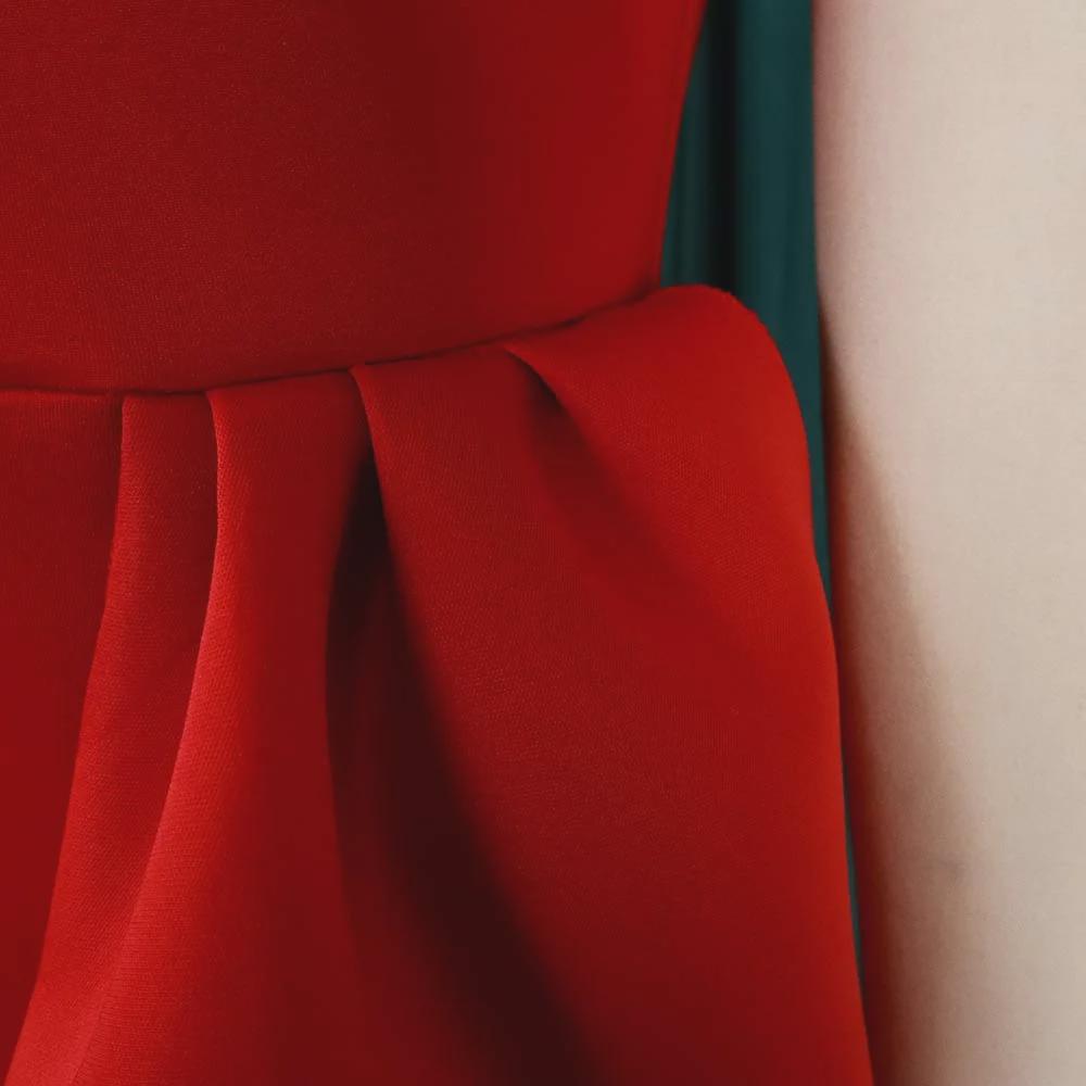 Женское платье в стиле OL, лето 2024 г.: Рукав-фонарик, асимметричное плечо, разрез, европейская и американская мода