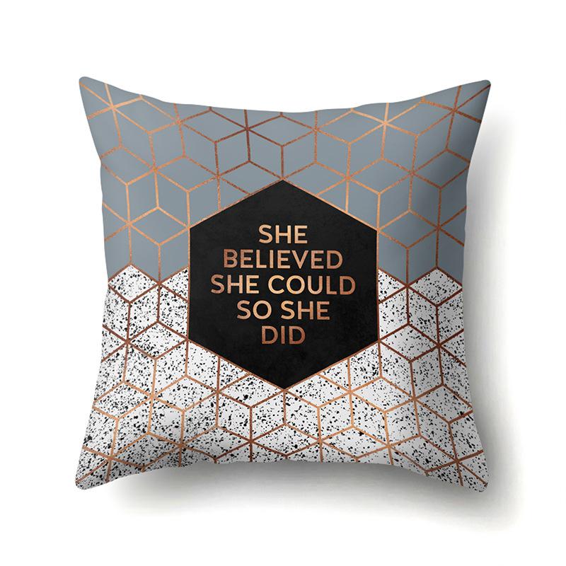 Ins Marble Polyester Pillowcase Car Decoration Home Printed Car Waist Cushion Pillowcase Pillowcase Car Decoration