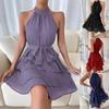 European & American Spring/Summer 2025 Women's Sleeveless Ruffle Spliced Dress In Stock