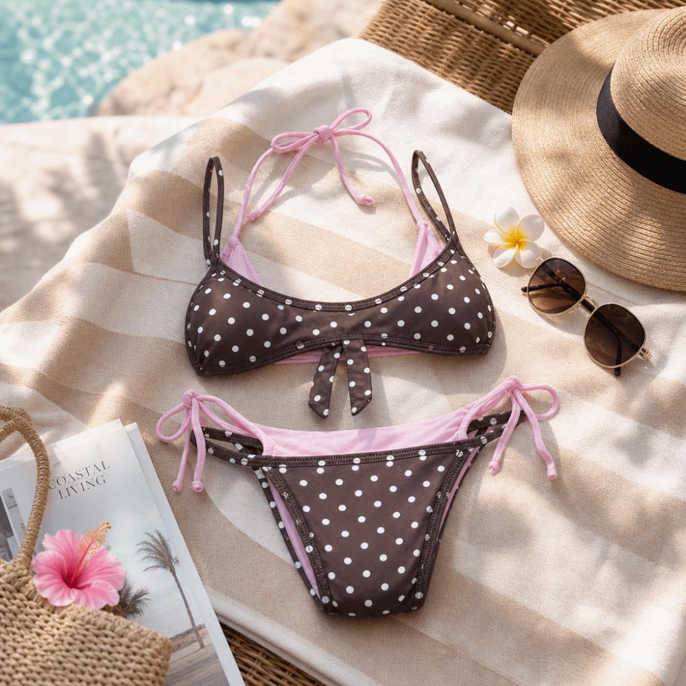 Deep V Ladies' Swimwear Low Waist Women Swimsuits New Halter Bikini Set Vacation