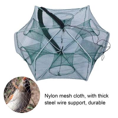 Складная рыболовная ловушка, простая в использовании рыболовная сетка с проволочным каркасом, портативная долговечная рыболовная клетка для креветок, крабов, мальков