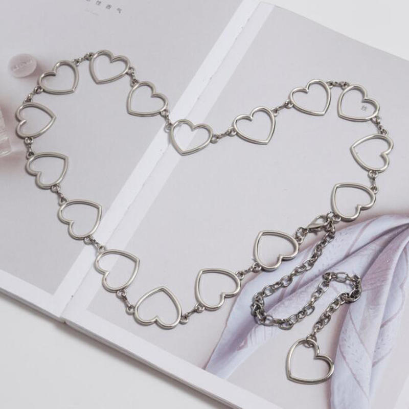 Gold Metal Belt Fashion Women's Silver Waist Chain Women's Heart Chain Belt Dress Accessories