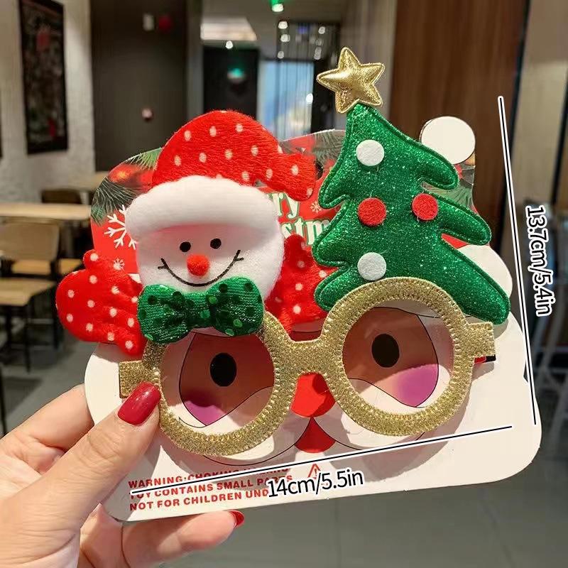 Christmas Glasses Decorative Glasses with Sticker Christmas Decoration Gift for Girls Women Xmax Party Costume Accessory Navidad