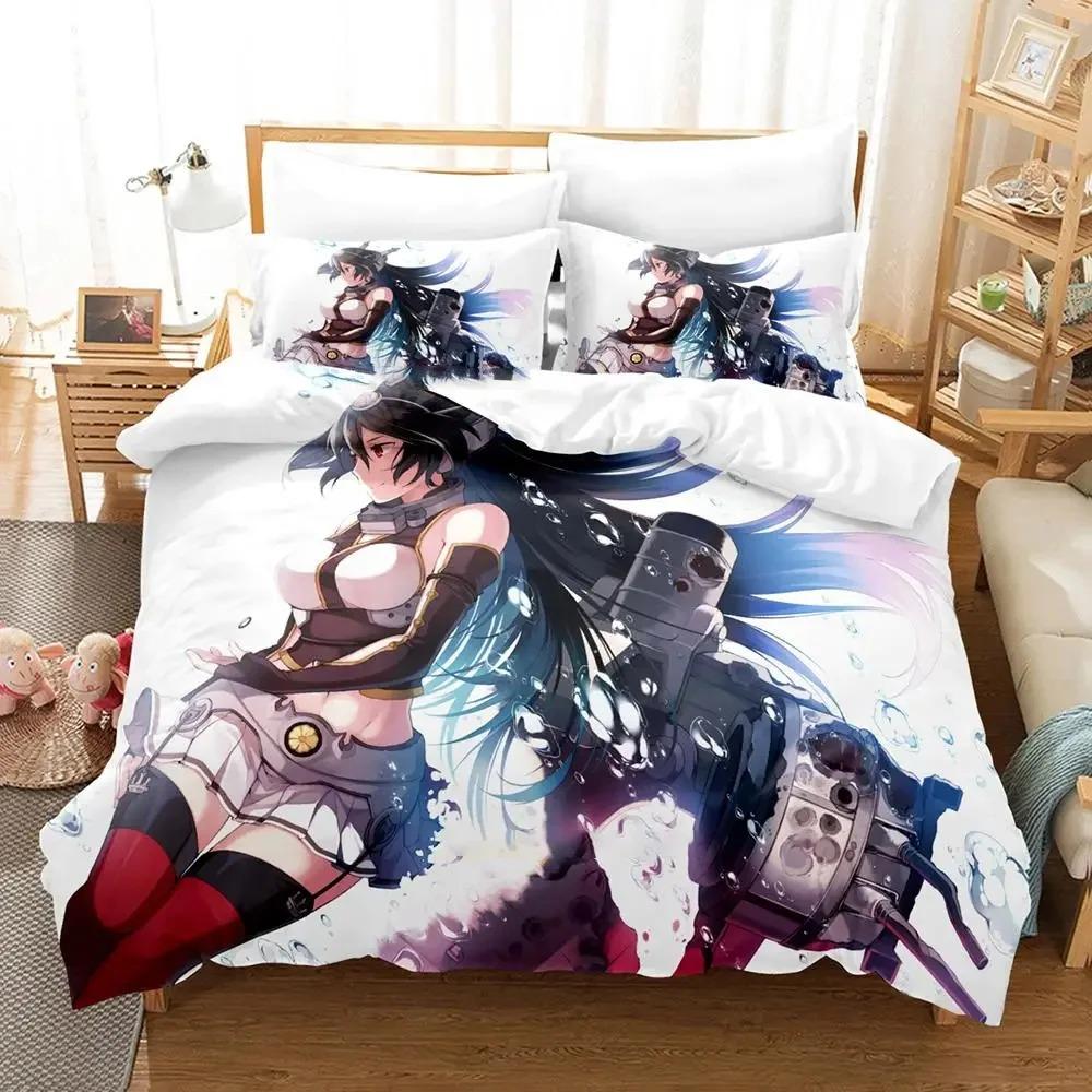 Аниме Kantai Коллекция Комплект постельного белья для мальчиков и девочек Twin Queen Sizes Пододеяльник Наволочка Кровать Дети Взрослые Мода Домашний текстиль Текстиль