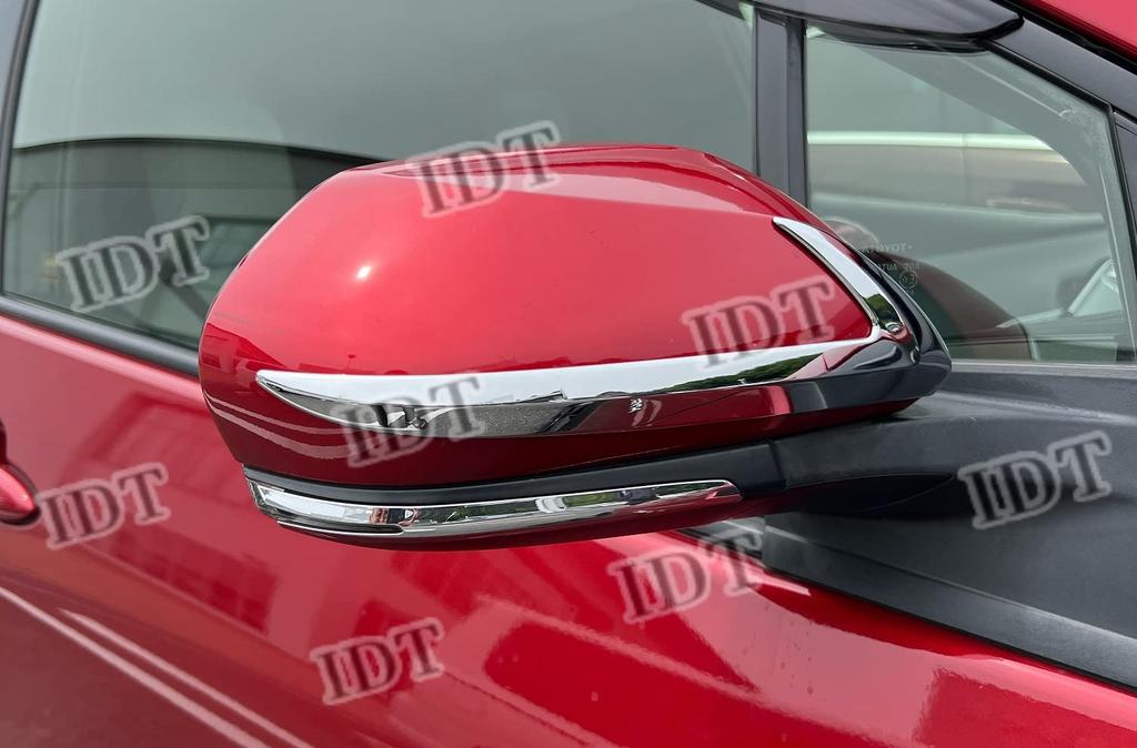 IDT Chrome Door Mirror Garnish, Side Mirror Cover Trim, Custom Parts for the 50 Series Prius PHV (Includes Mini Cloth)