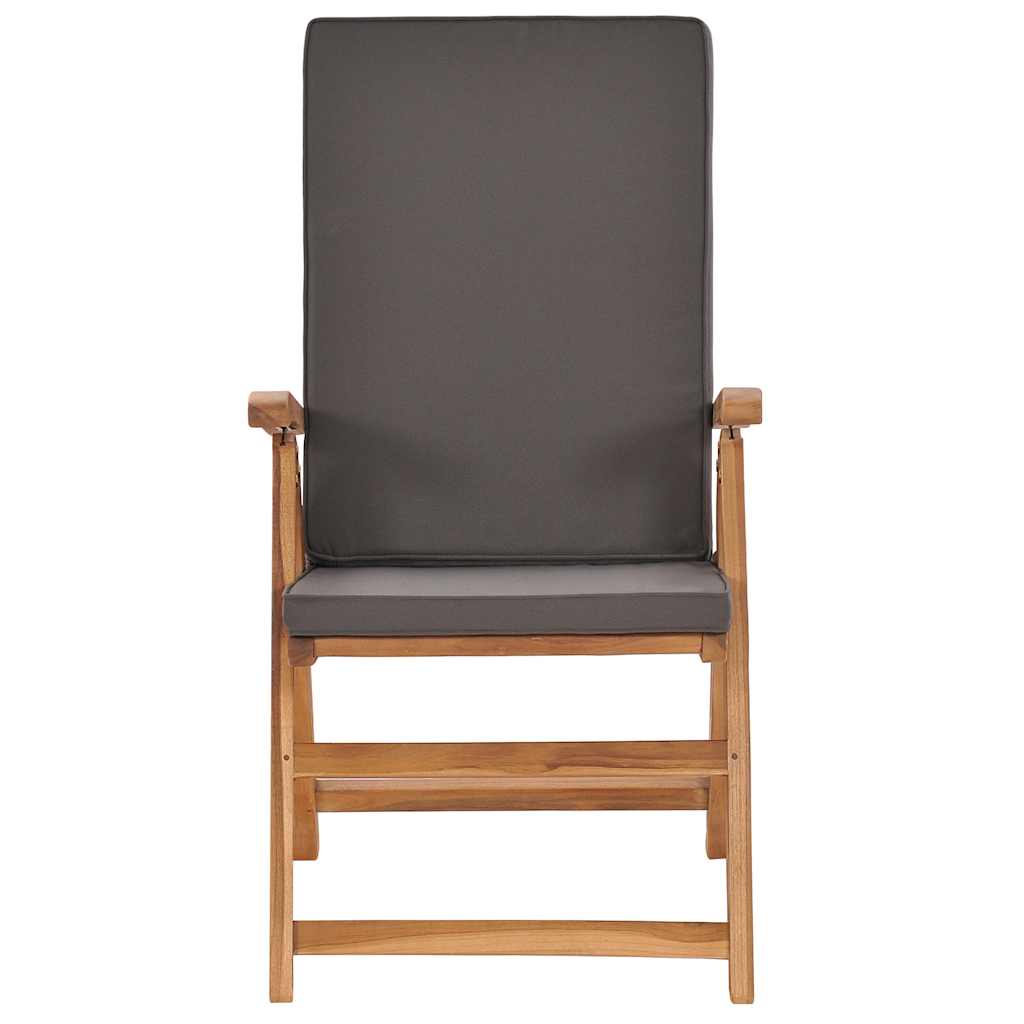 Garden Deck Chairs 2 pcs with Cushions Solid Teak Wood Grey
