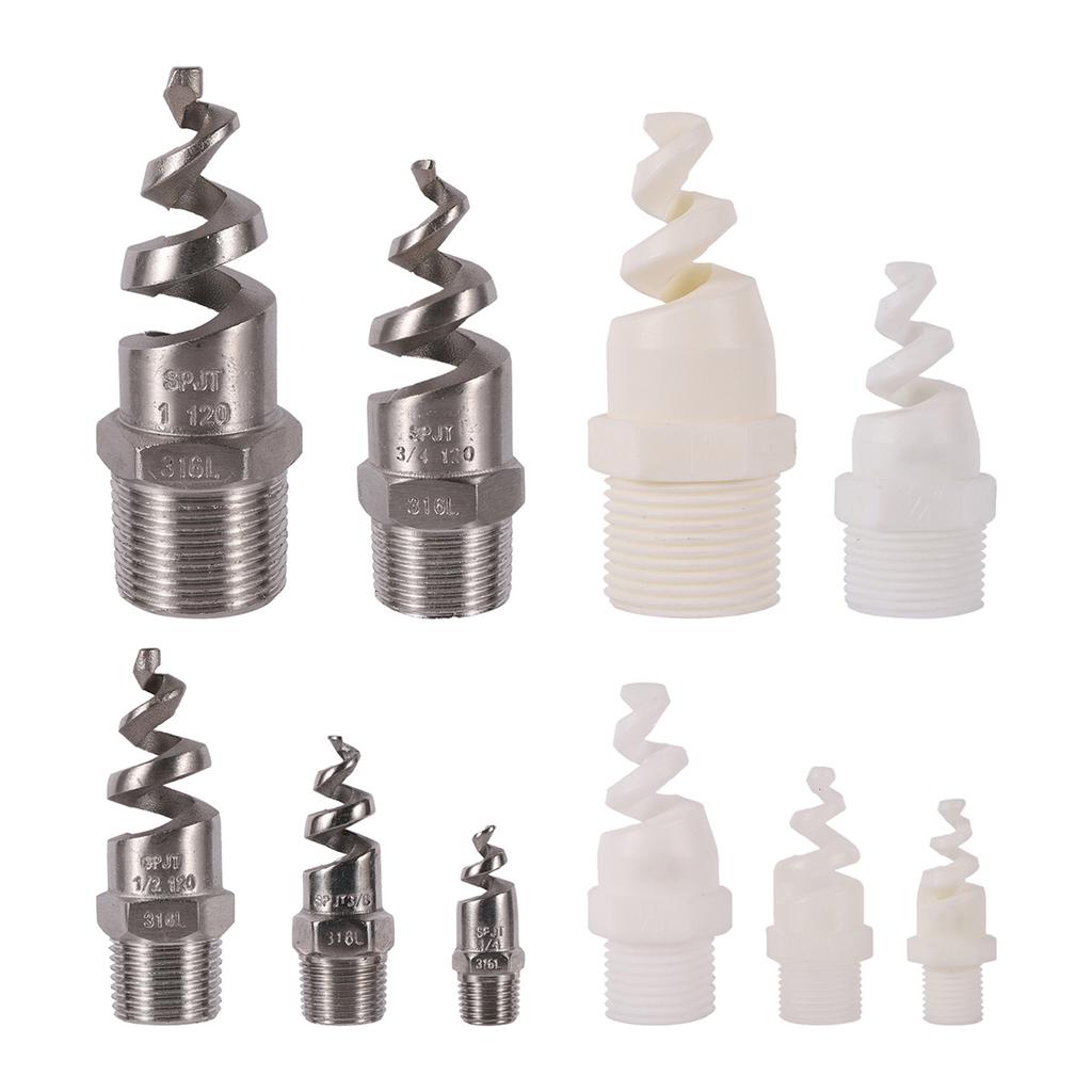 Spiral Cone Atomization Nozzle 1/4" 3/8" 1/2" 3/4" 1" Male Thread Plastic Sprayer Head Stainless Steel Irrigation Mist Sprinkler