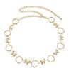New Women's Sweet Rhinestone Butterfly Circle Metal Versatile Fashionable Waist Chain Adjustable Delicate Women's Belt