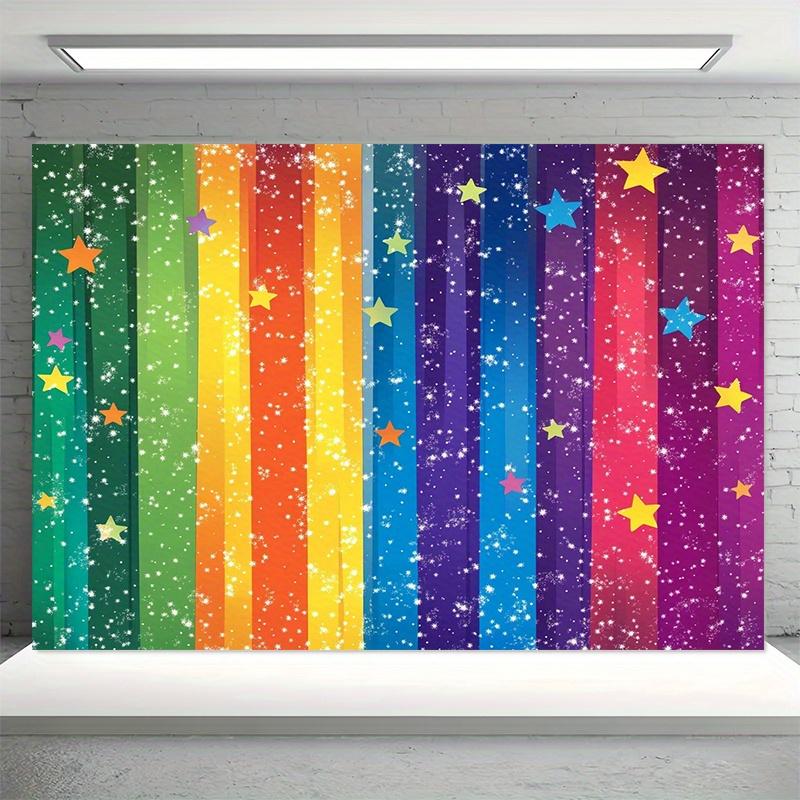 A vibrant single-panel rainbow star-shaped gradient photography background and party banner - suitable for the living room
