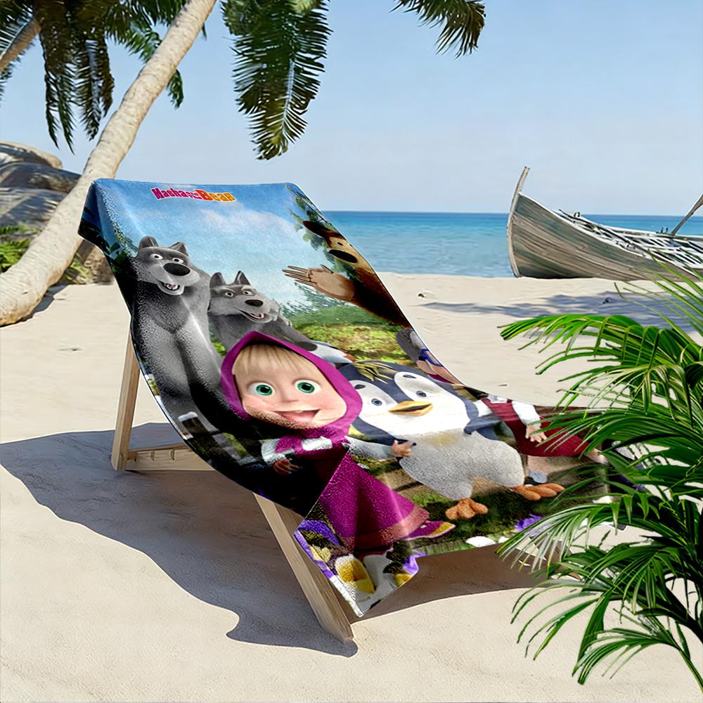 Masha and the Bear Cartoon Design Beach towel quick-drying for travel outdoor sports jogging beach and swimming