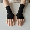 Solid Color Half Finger Mitten Knitted Fingerless Gloves New Knitted Gloves  Autumn and Winter