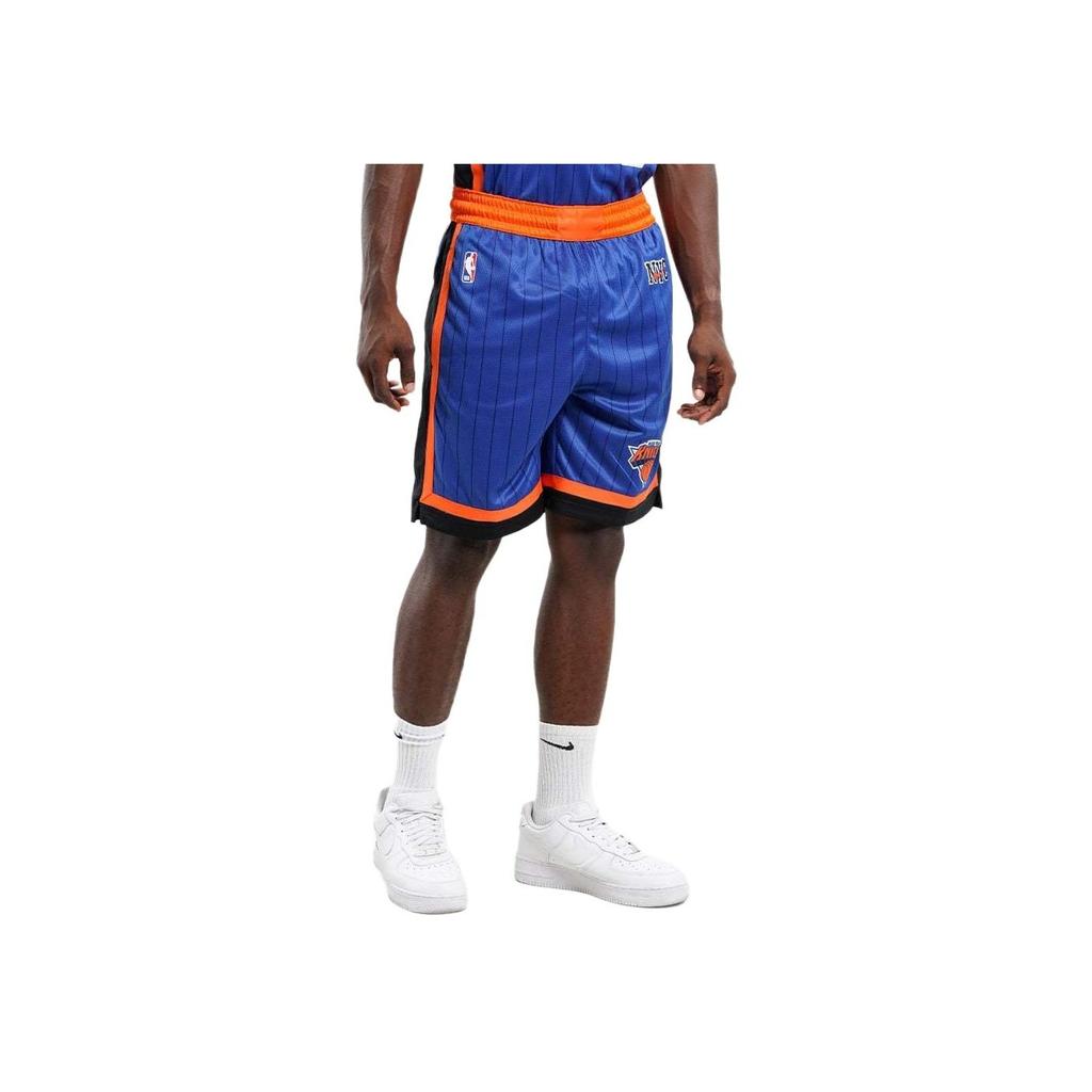 Nike Баскетбольные шорты Dri-Fit New York Knicks City Edition 2023/24 с цветным блоком и буквенным узором, мужские шорты, ярко-синие, оранжевые DX8712-495