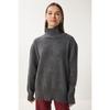 Women's Anthracite Turtleneck Knitwear Sweater Fn03390