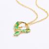 Creative Handmade Epoxy Green Leaf Pendant Necklace 925  Ladies Party Birthday Jewelry Gift
