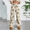 Women's Cute Bear Plush Pajama Pants Wide Leg Plush Casual Pants