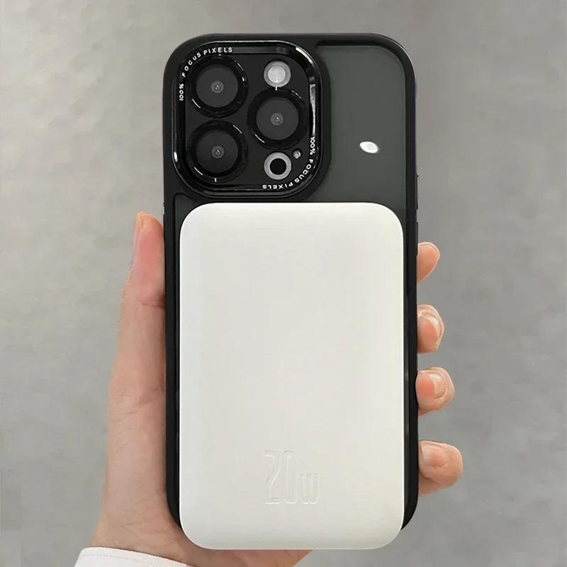 Роскошный магнитный бампер с защитой линз для iPhone 17 16 15 14 13 12 11 Pro Max Чехол Беспроводная зарядка Для Magsafe Жесткий чехол