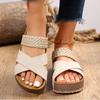 Womens Fashion Flax Summer Sandals - Breathable, Arch Support, Lightweight, Slip-on, Strappy Back, Open Toe