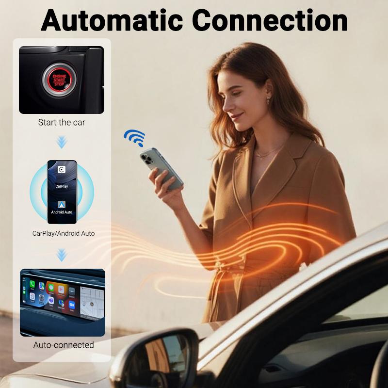Мини-бокс 2-в-1 Беспроводной адаптер CarPlay Android Auto Plug&Play WiFi Быстрое подключение Универсальный для Toyota NISSAN Kia VW SUBARU MAZDA