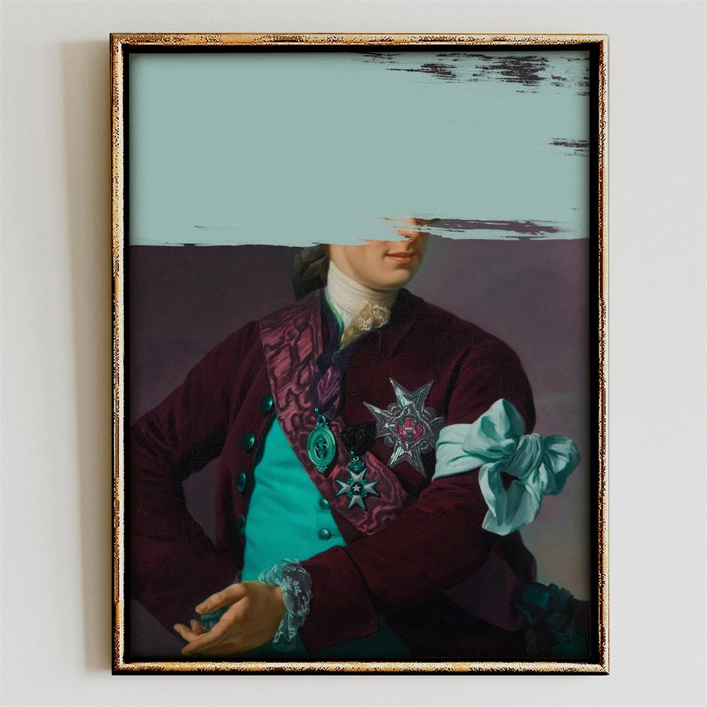 Funny Altered Art Portrait Poster Dark Academia Rococo Print Vintage Pastel Portrait Canvas Painting Bubblegum Baroque Art Print