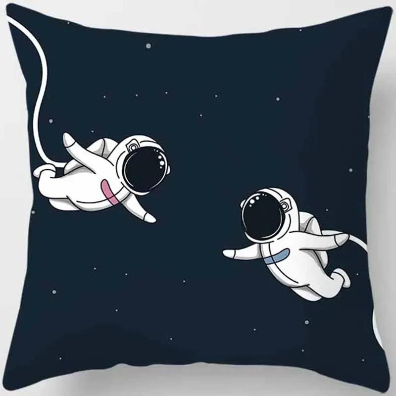 Cartoon Humor Astronaut Print Square Pillowcase Home Decor Car Sofa Cushion Cover