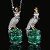 Jewelry Copper Bottom Gold-Plated Simulation Para Green Retro Magpie Brooch Set 14 * 16