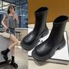 Ботинки на толстой подошве женские модные и удобные осенние ботинки Chelsea короткие ботинки