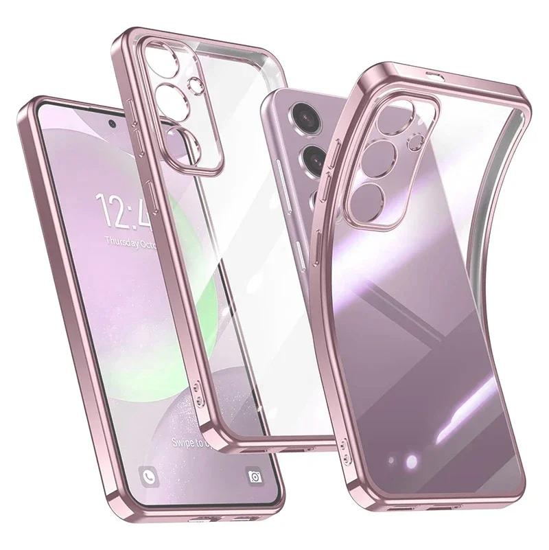 Роскошный чехол с покрытием для Samsung Galaxy A15 A25 A55 A35 A05S A24 4G 5G A54 A34 A14 Прозрачная силиконовая задняя крышка A 55 35 25 15